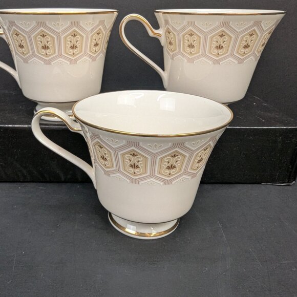 Noritake Japan Kingswood 7178 Footed Gold Trim 6 Oz Teacup Set of 3 - Picture 7 of 10